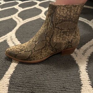 RAYE Brown Snakeskin Ankle Booties